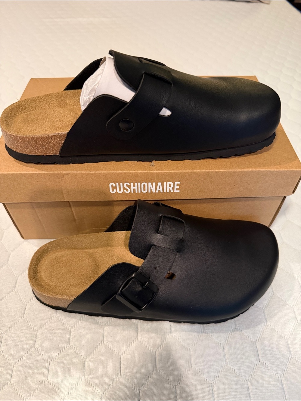 CUSHIONAIRE Hana Cork Footbed Clogs for Women, Slip On Fall Shoes